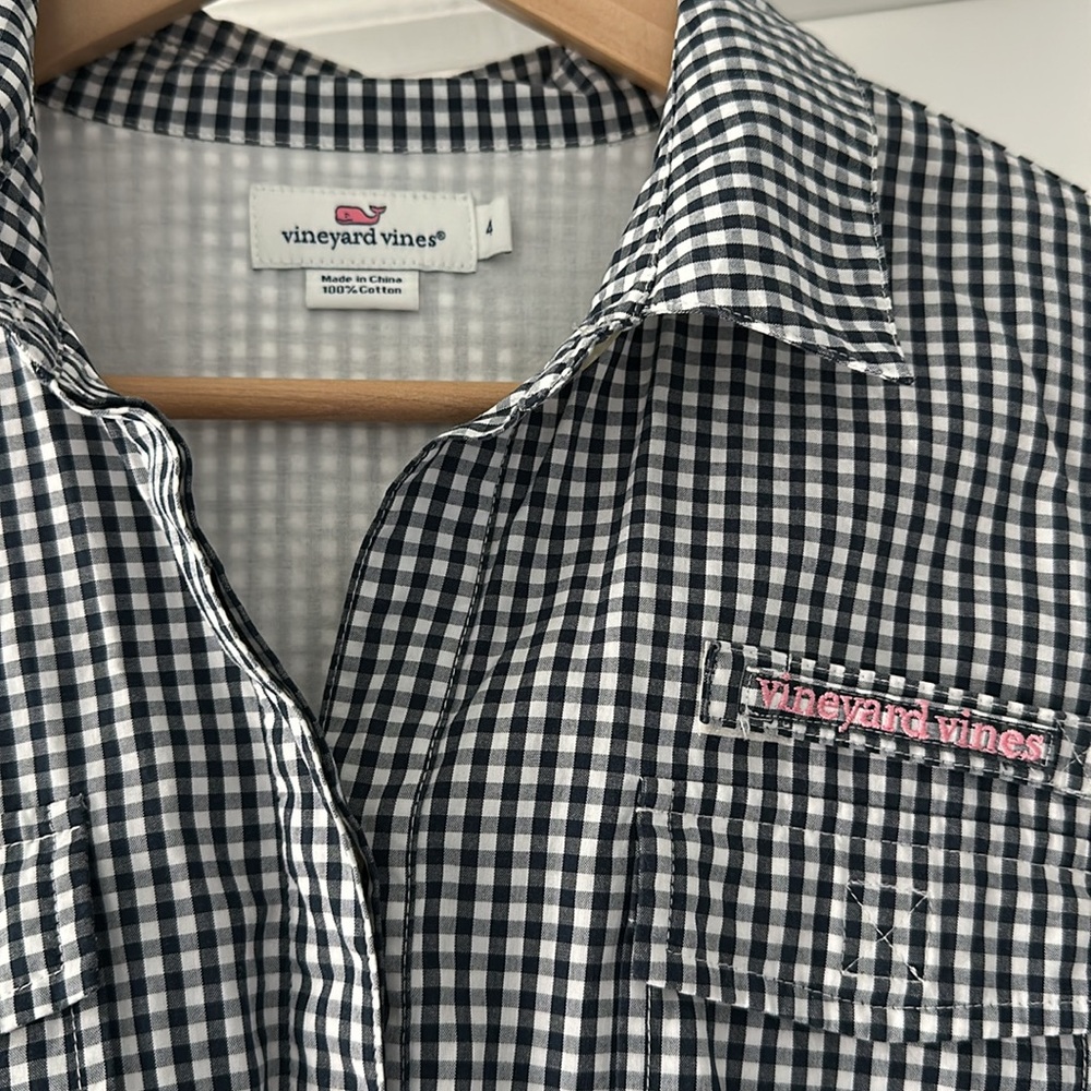 Vineyards Vines navy white gingham dress